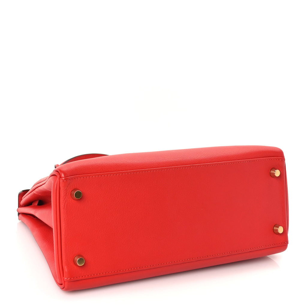 Hermes Evercolor Kelly Retourne 28  Rouge Tomate