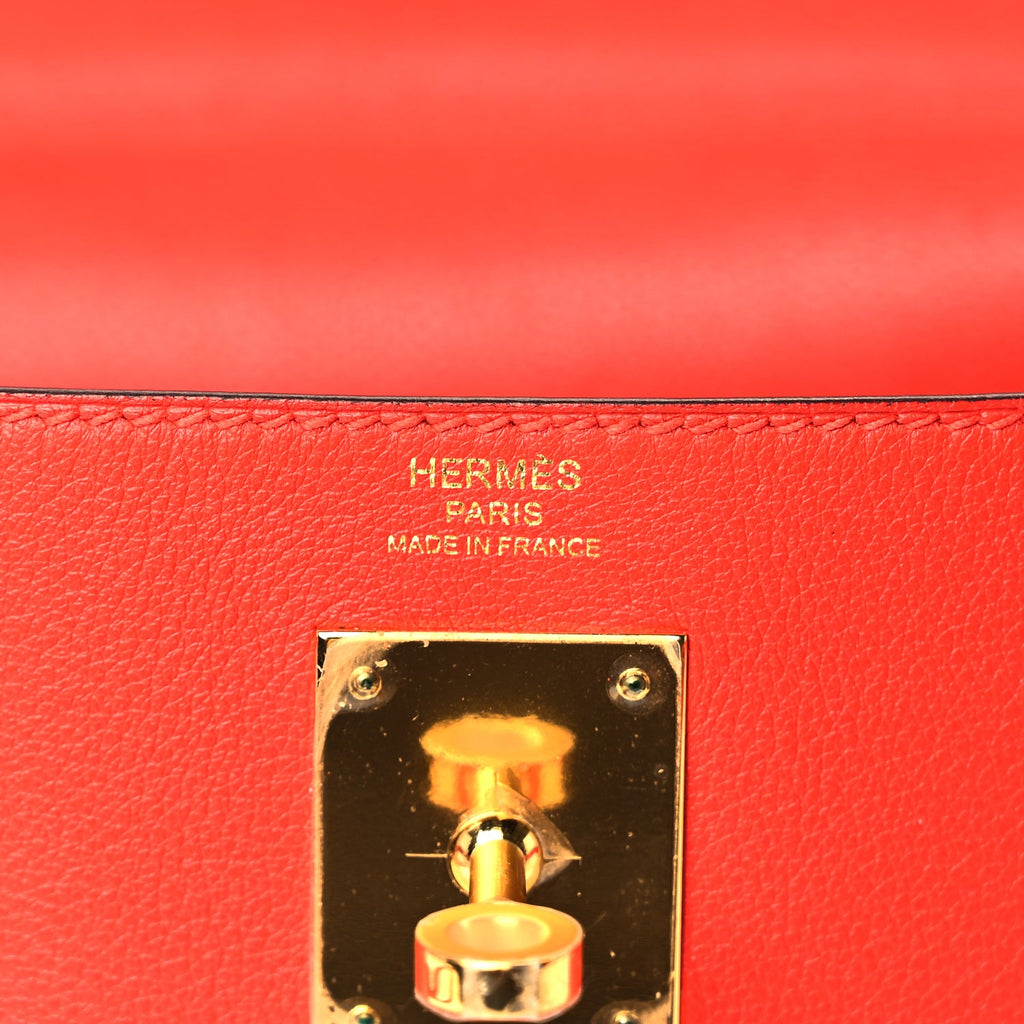 Hermes Evercolor Kelly Retourne 28  Rouge Tomate