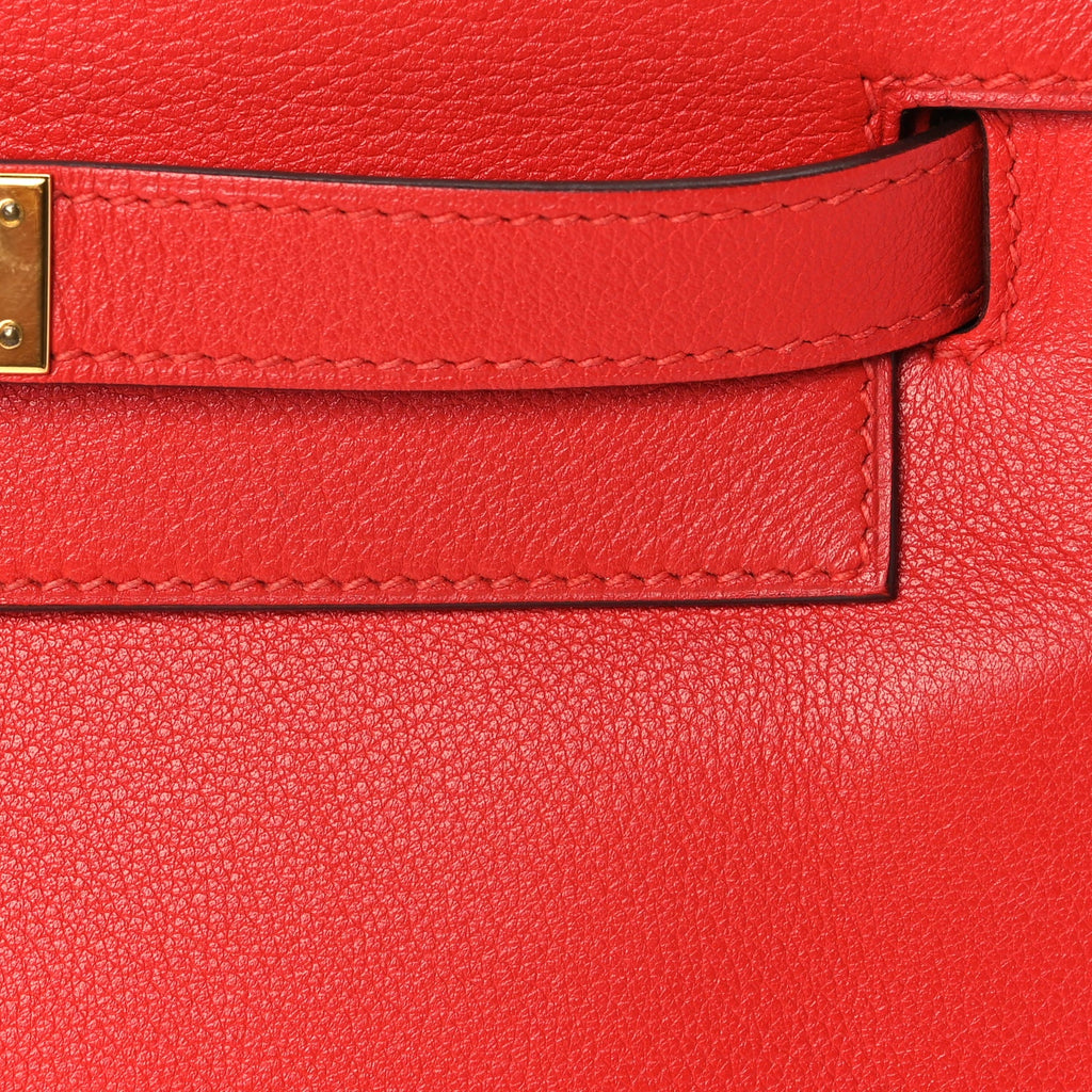 Hermes Evercolor Kelly Retourne 28  Rouge Tomate