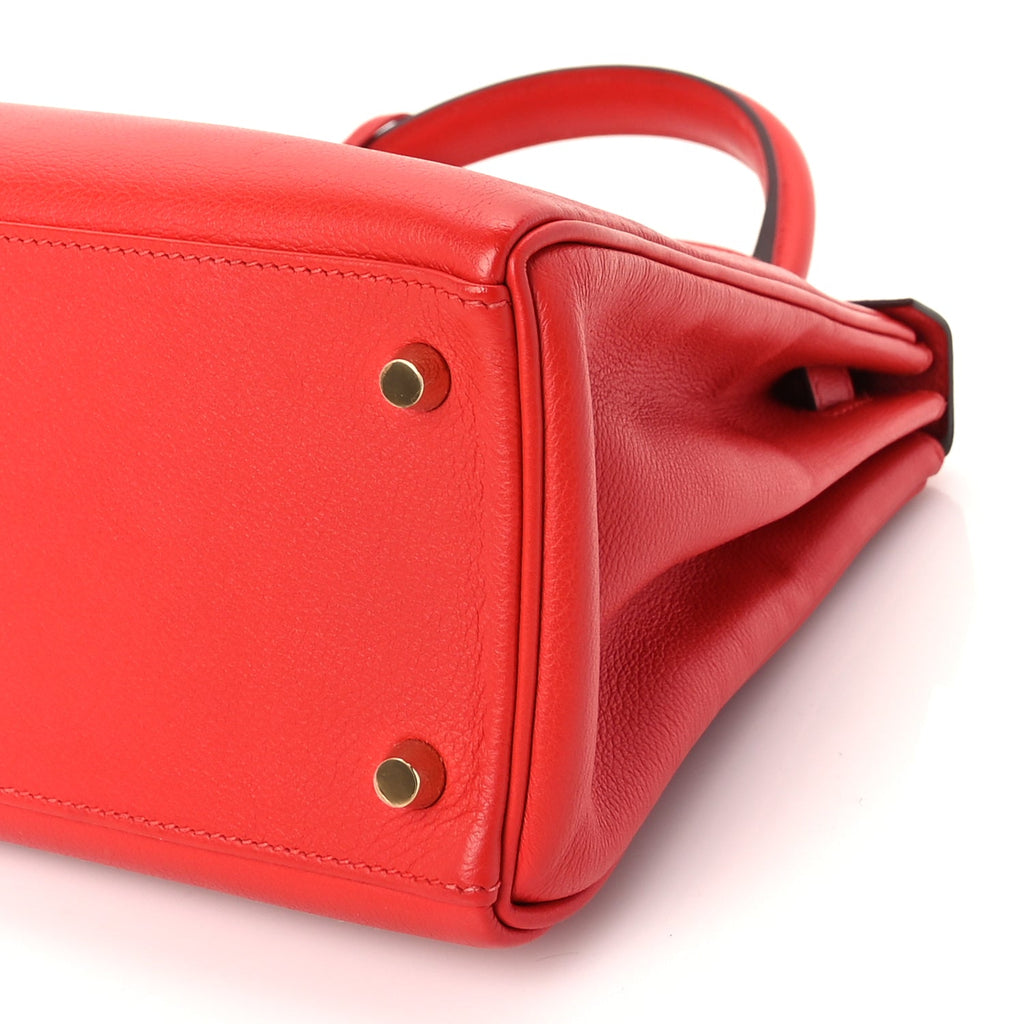 Hermes Evercolor Kelly Retourne 28  Rouge Tomate