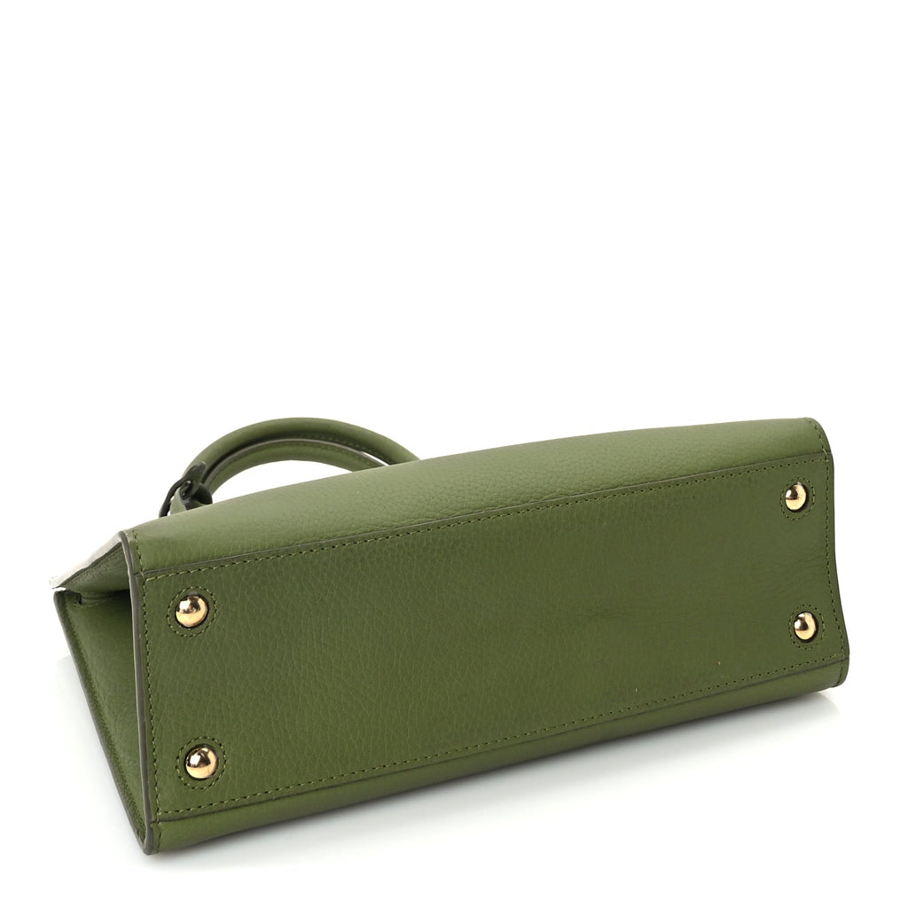 Burberry Grained Calfskin Mini Frances Tote Spruce Green