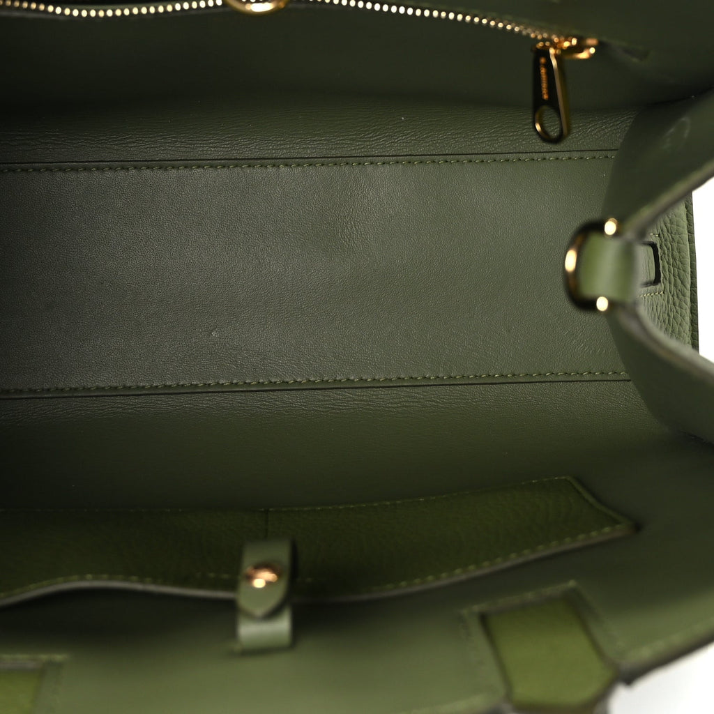 Burberry Grained Calfskin Mini Frances Tote Spruce Green