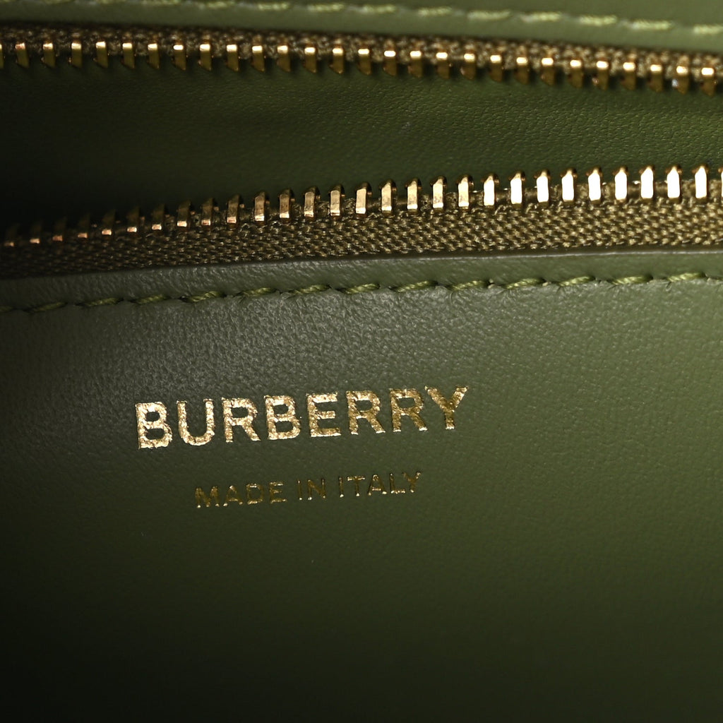 Burberry Grained Calfskin Mini Frances Tote Spruce Green