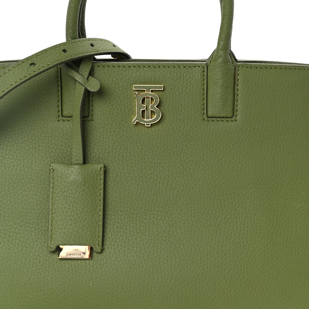Burberry Grained Calfskin Mini Frances Tote Spruce Green
