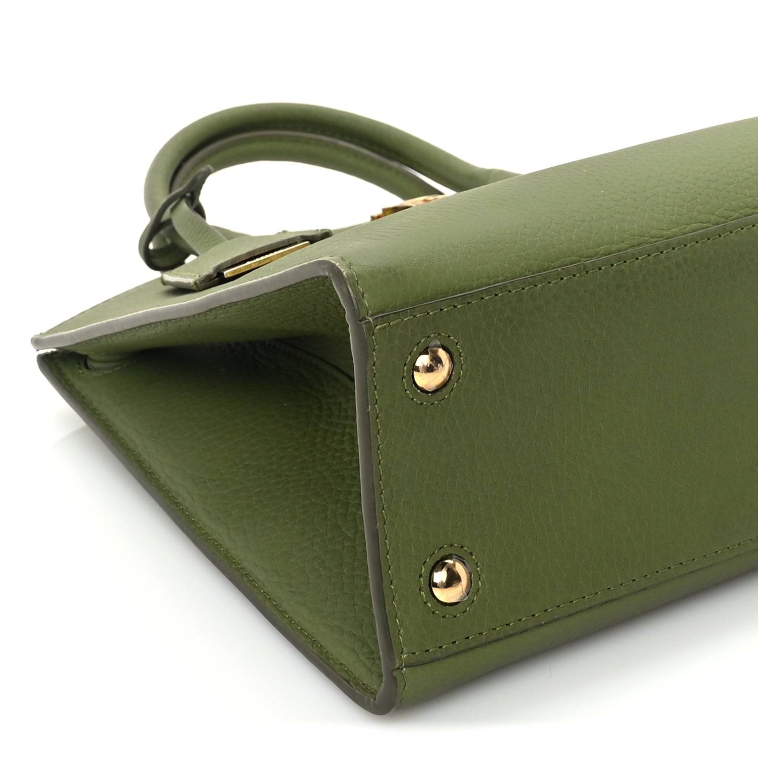 Burberry Grained Calfskin Mini Frances Tote Spruce Green