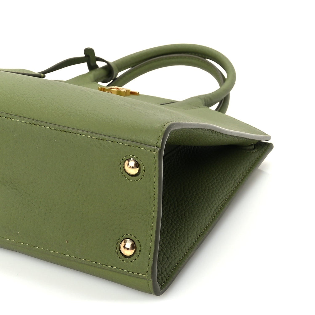 Burberry Grained Calfskin Mini Frances Tote Spruce Green