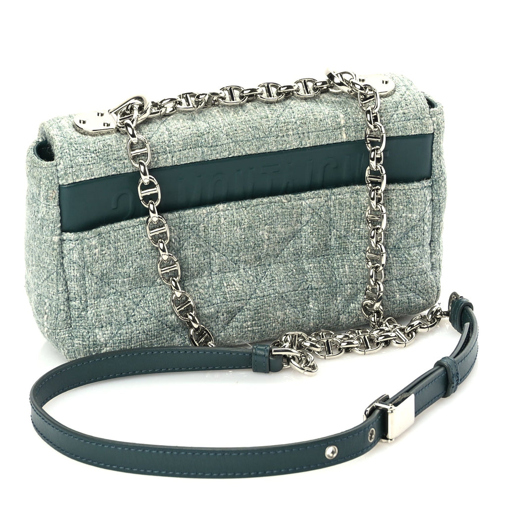 Christian Dior Tweed Macrocannage Small Caro Bag  Light Green