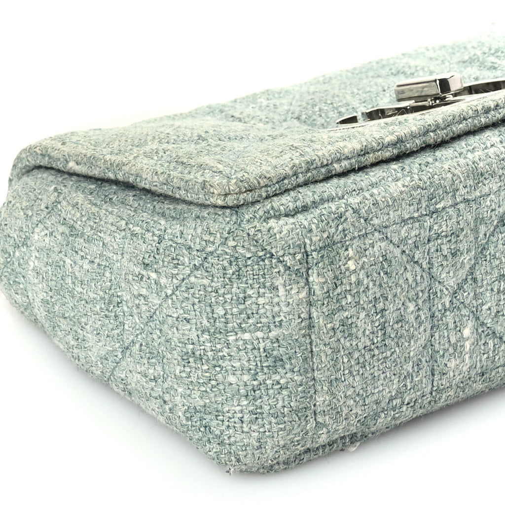 Christian Dior Tweed Macrocannage Small Caro Bag  Light Green