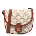 Celine Triomphe Canvas Calfskin Mini Besace Bag  White