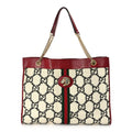 Gucci Tweed GG Monogram Large Rajah Chain Tote  White Black Romantic Cherry