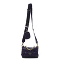 Prada Nappa Re-Nylon Triangle Quilted Patchwork System Flap Shoulder Bag Viola
