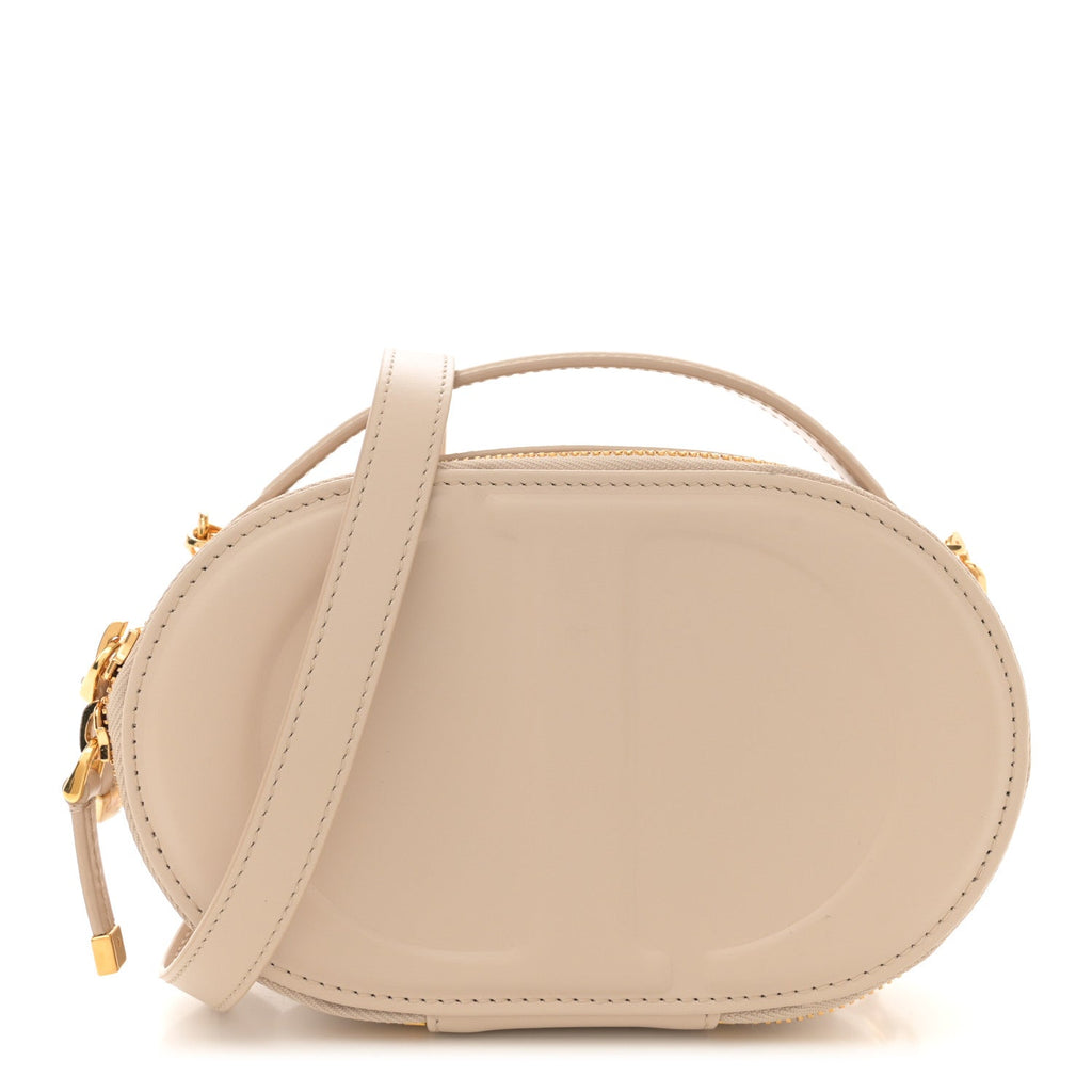 Christian Dior Calfskin CD Signature Oval Crossbody Camera Bag Caramel Beige