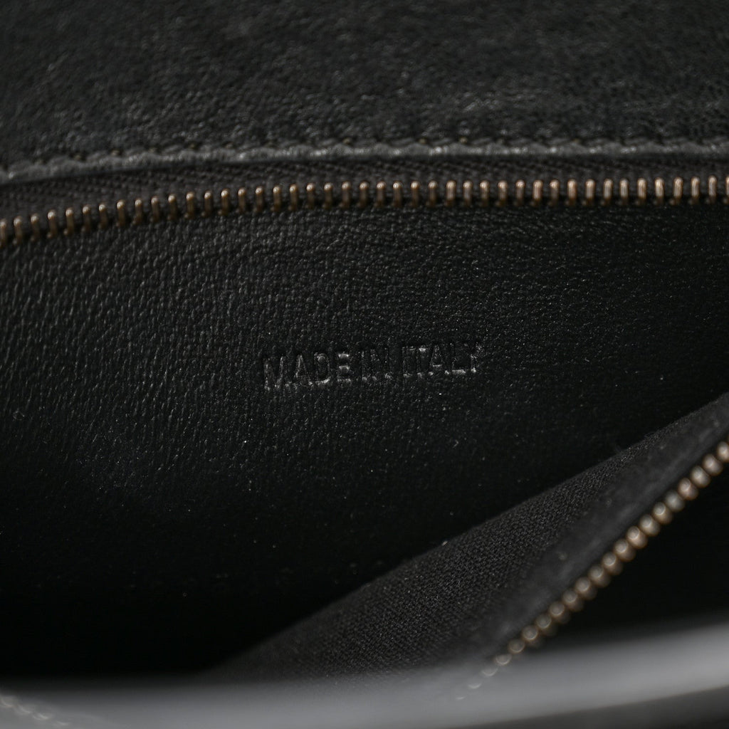 Balenciaga Shiny Calfskin Monochrome Crocodile Embossed Small Hourglass Top Handle Bag Black