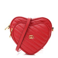 Gucci Calfskin Matelasse Diagonal Mini InterLocking G Heart Shoulder Bag Hibiscus Red